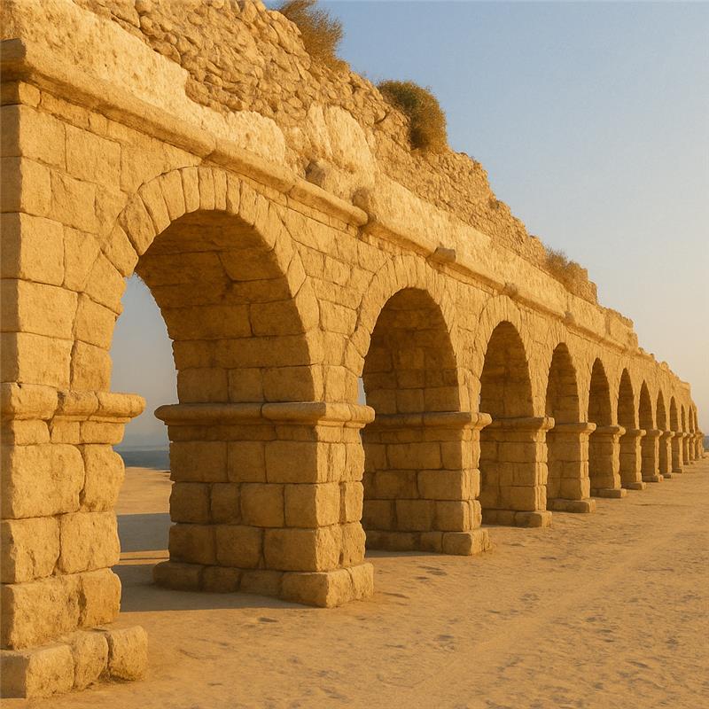 Roman aqueduct ruins at Caesarea Maritima, the seat of Roman governors in Judea
